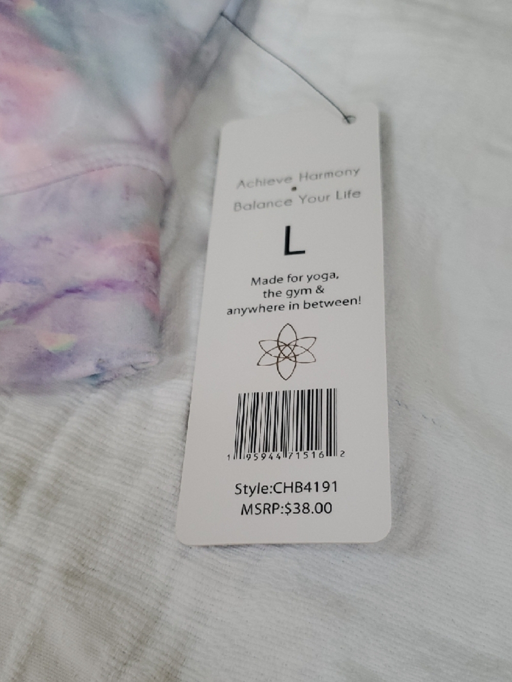 Women's Lavender Tie-Dye Sports Bra SIZE M - Brand: Harnony BALANCE - Picture 2 of 6